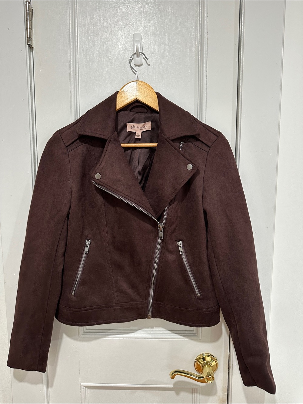 Philosophy Burgundy Faux Suede Moto Jacket